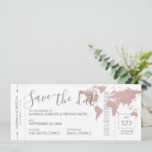 Boarding Pass Save the Date Rosa Karte Ticket (Stehend Vorderseite)