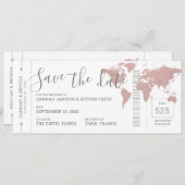 Boarding Pass Save the Date Rosa Karte Ticket (Vorne/Hinten)