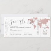 Boarding Pass Save the Date Rosa Karte Ticket (Vorderseite)