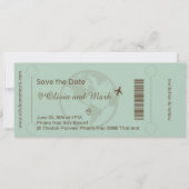 Boarding Pass Save the Date - Sage & Beige Einladung (Vorderseite)