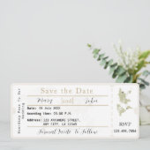 Boarding Pass Save the Date Ticket Boho Einladung (Stehend Vorderseite)