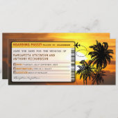 Boarding Pass Save the Date Tickets bei Sonnenunte (Vorne/Hinten)