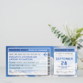 Boarding Pass Save the Date Tickets mit Himmelswol (Stehend Vorderseite)