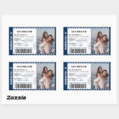 Boarding Pass Save the Date World Map Ticket Rechteckiger Aufkleber (Blatt)