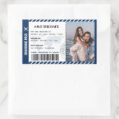 Boarding Pass Save the Date World Map Ticket Rechteckiger Aufkleber (Tasche)