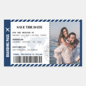 Boarding Pass Save the Date World Map Ticket Rechteckiger Aufkleber (Vorderseite)