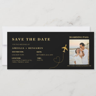 Boarding Pass Save the Date Zielort-Hochzeit Einladung