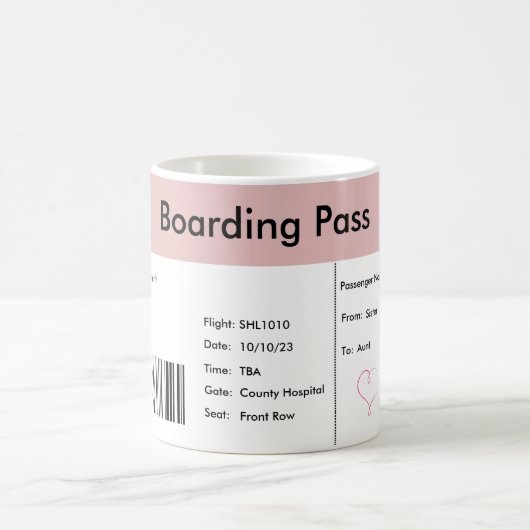 Boarding Pass Schwangerschaft/Adoption Ankündigung Kaffeetasse (Mittel)