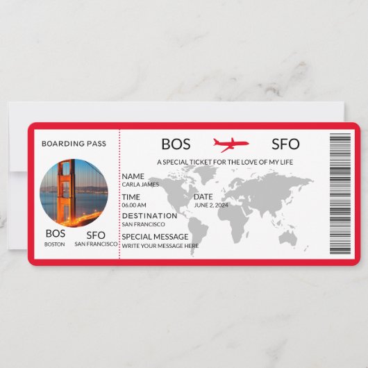 Boarding Pass Scratch Surprise Holiday/Trip Reveal Einladung (Vorderseite)