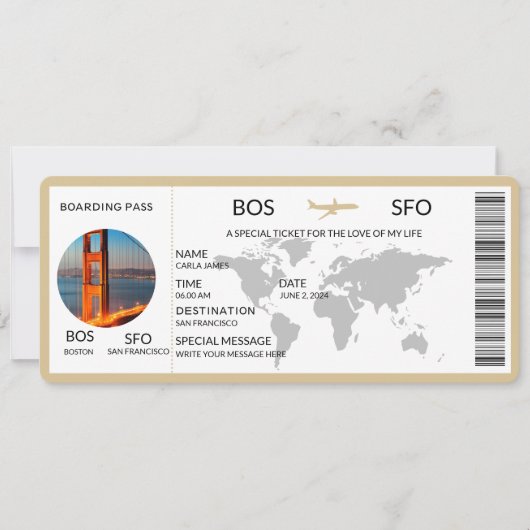 Boarding Pass Scratch Surprise Holiday/Trip Reveal Einladung (Vorderseite)