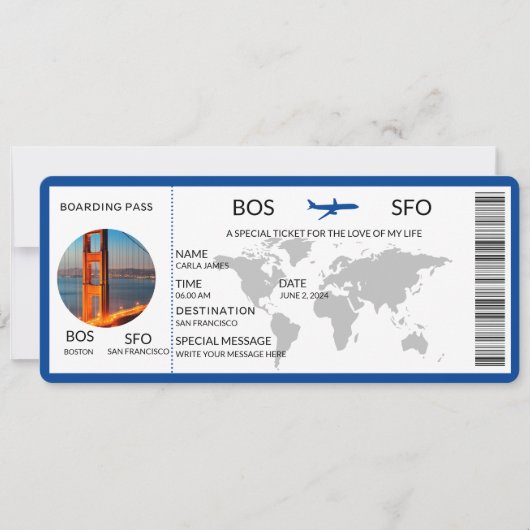 Boarding Pass Scratch Überraschung Einladung (Vorderseite)