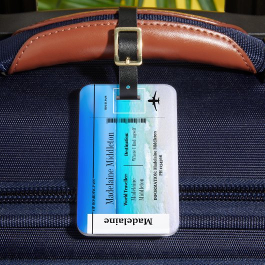 Boarding Pass Sea Ocean Szene Gepäckanhänger (Vorderseite Insitu 2)