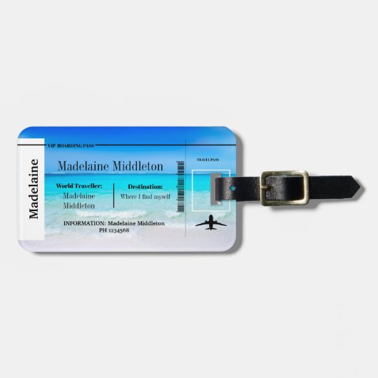 Boarding Pass Sea Ocean Szene Gepäckanhänger (Vorderseite horizontal)