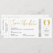 Boarding Pass Seepferde Küssen Ticket Beach Save The Date (Vorne/Hinten)