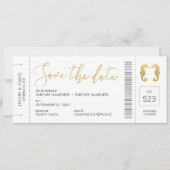 Boarding Pass Seepferde Küssen Ticket Beach Save The Date (Vorderseite)