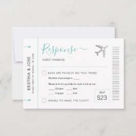 Boarding Pass Silver Flugzeug Ticket Zielort RSVP Karte