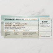 Boarding Pass Strand Wellen Hochzeitsfeiern & UAWG Einladung (Vorne/Hinten)