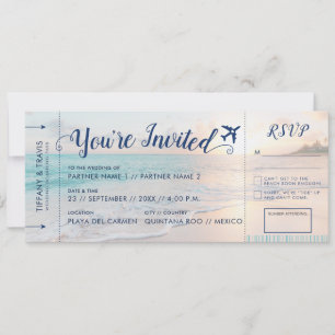 Boarding Pass Strandticket All-In-One RSVP und Einladung