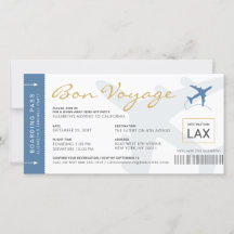 Boarding Pass Ticket Bon Voyage Party Einladung