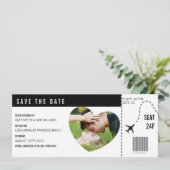 Boarding Pass Ticket Foto Personalisiert Custom Save The Date (Stehend Vorderseite)