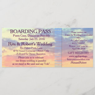 Boarding Pass Ticket   Hochzeit in Urlaubsort Einladung