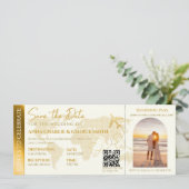 Boarding Pass Ticket mit Foto Hochzeit Einladung (Stehend Vorderseite)