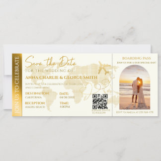Boarding Pass Ticket mit Foto Hochzeit Einladung