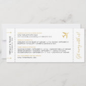 Boarding Pass Ticket Save the Date Gold Flugzeug C Ankündigung (Rückseite)
