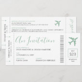 Boarding Pass Ticket Zielort Soft Green Invita Einladung (Vorne/Hinten)
