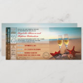 Boarding Pass Tickets Modern Beach Wedding Einladung (Vorne/Hinten)