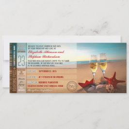 Boarding Pass Tickets Modern Beach Wedding Einladung