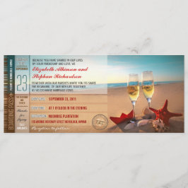 Boarding Pass Tickets Modern Beach Wedding Einladung