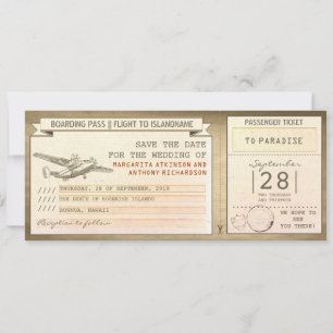 Boarding Pass Tickets - Save the Date Vintag
