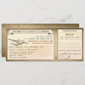 Boarding Pass Tickets - Vintage Hochzeit Einladung (Vorne/Hinten)