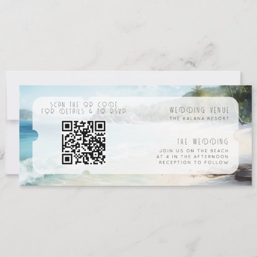 Boarding Pass to Paradise QR Code Hochzeit Einladung (Rückseite)