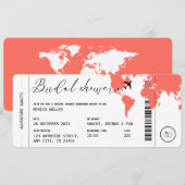 Boarding Pass Travel Themed Coral Brautparty Einladung (Vorne/Hinten)