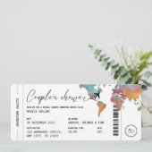 Boarding Pass Travel Themed Couple's Shower Einladung (Stehend Vorderseite)