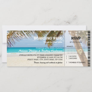 Boarding Pass Tropical Beach Hochzeit Einladung