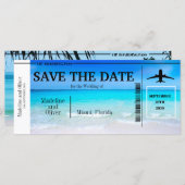 Boarding Pass Tropical Beach Hochzeit Save the Dat (Vorne/Hinten)