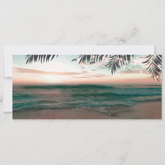 Boarding Pass Tropical Beach Hochzeiten Details Einladung (Rückseite)