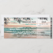 Boarding Pass Tropical Beach Hochzeitskarten UAWG Einladung (Vorderseite)