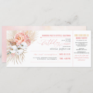 Boarding Pass Tropical Floral Geburtstag Ticket In Einladung