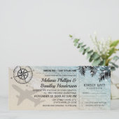 Boarding Pass Tropical Paradise Beach Hochzeit Einladung (Stehend Vorderseite)