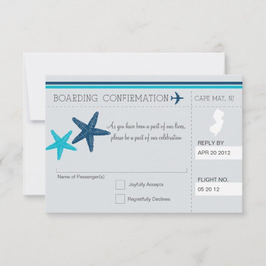 Boarding Pass UAWG TO CAPE MAG NEW JERSEY Einladung (Vorderseite)