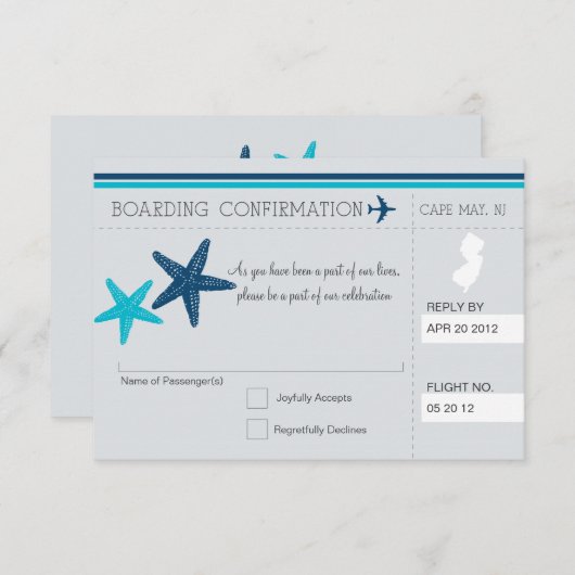 Boarding Pass UAWG TO CAPE MAG NEW JERSEY Einladung (Vorne/Hinten)