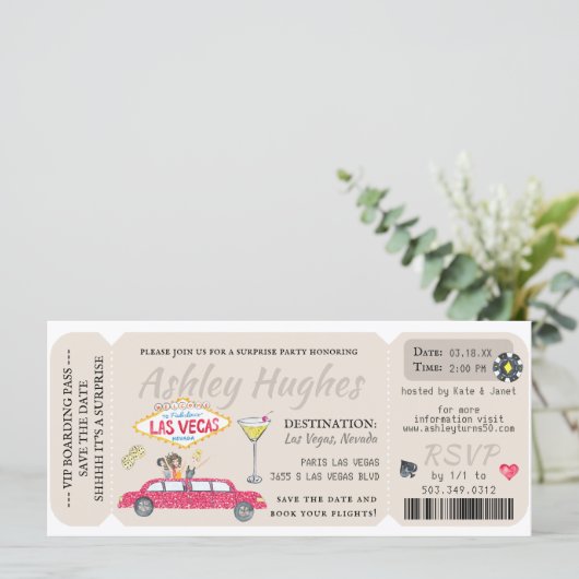 Boarding Pass | Überraschen Zielort Geburtstag (Stehend Vorderseite)