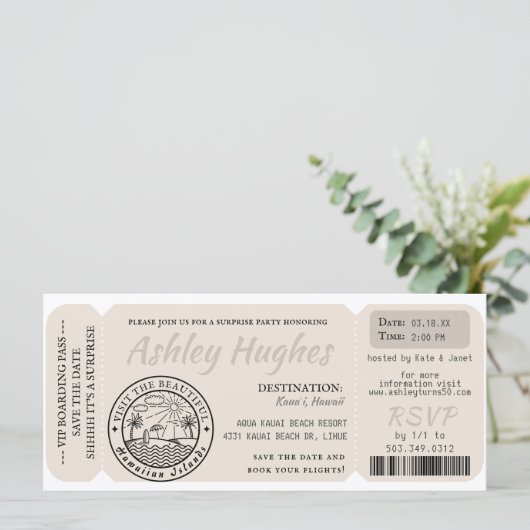 Boarding Pass | Überraschen Zielort Geburtstag (Stehend Vorderseite)