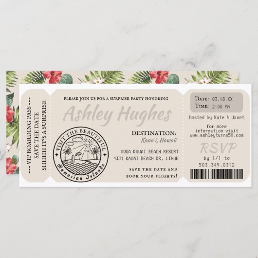 Boarding Pass | Überraschen Zielort Geburtstag (Vorne/Hinten)