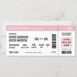 Boarding Pass Vintag Rosa und Weiß Save the Date