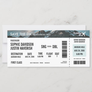 Boarding Pass Vintage Berge Save the Date